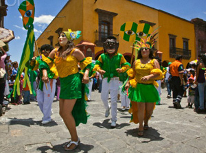 Immodestly dressed youths at a pagan fiesta